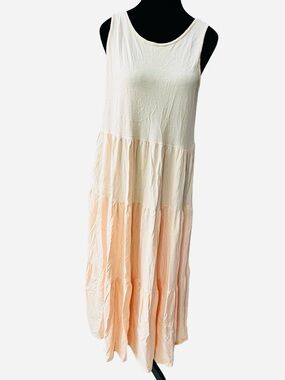 J.Crew Peach Tiered Midi Dress 100% Cotton Lightweight Summer Beach Size M